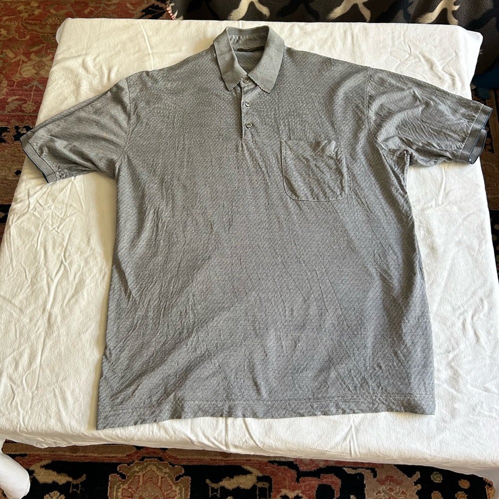 Ermenegildo Zegna Textured Gray Polo Shirt